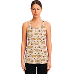 Cat And Yarn Ball Pattern Print Women's Racerback Tank Top