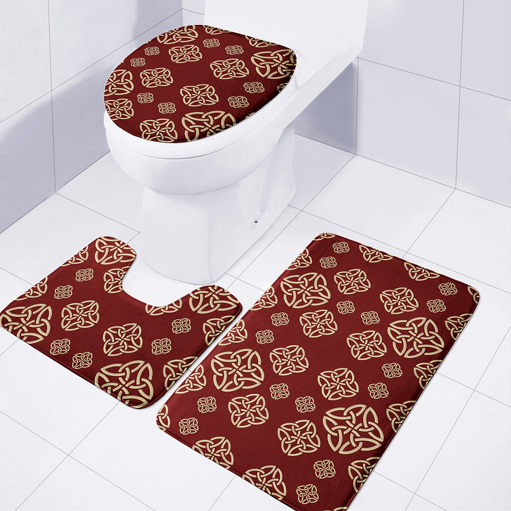 Celtic Knot Symbol Pattern Print 3 Piece Bath Mat Set