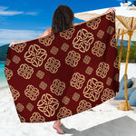 Celtic Knot Symbol Pattern Print Beach Sarong Wrap