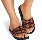 Celtic Knot Symbol Pattern Print Black Slide Sandals