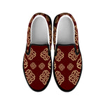 Celtic Knot Symbol Pattern Print Black Slip On Shoes