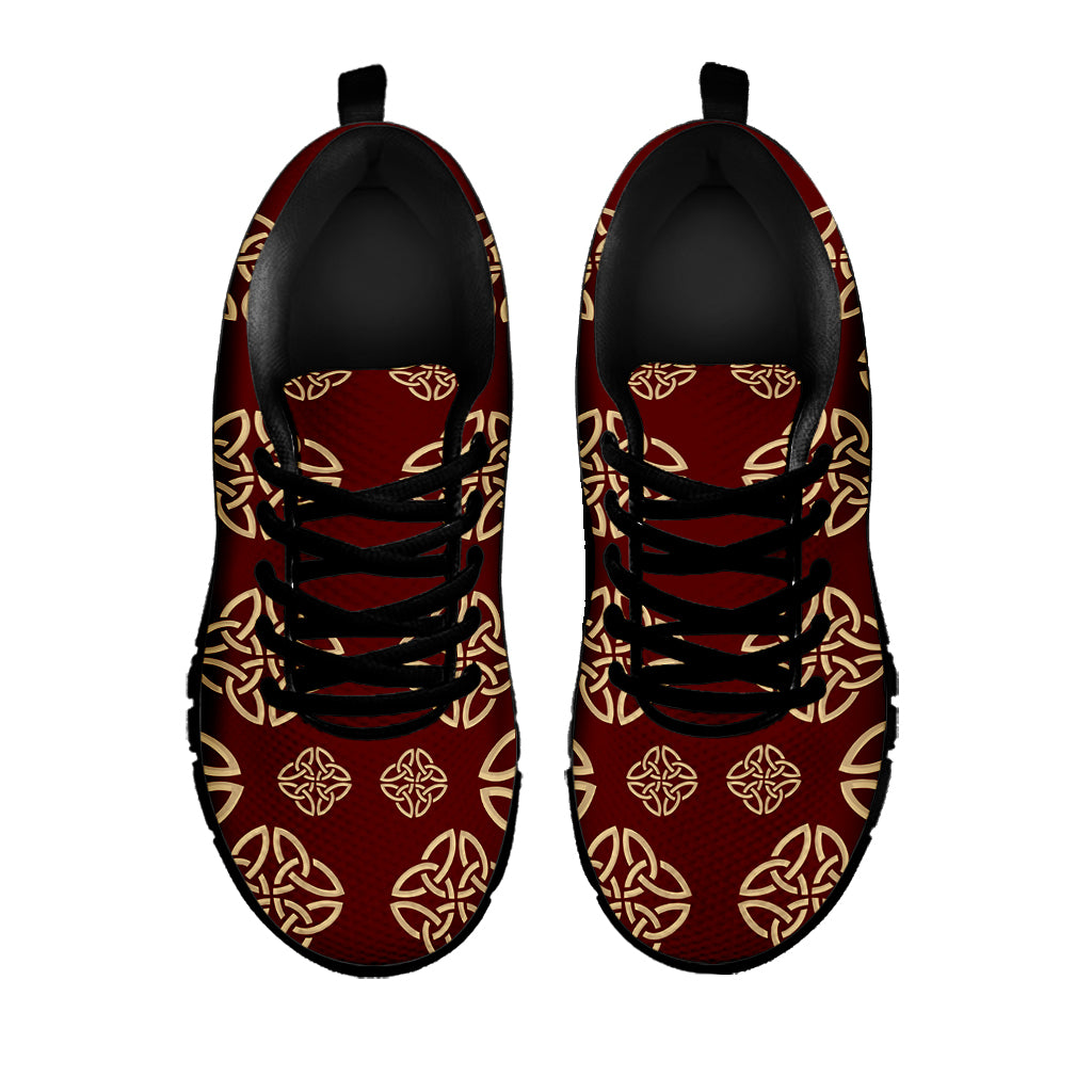 Celtic Knot Symbol Pattern Print Black Sneakers