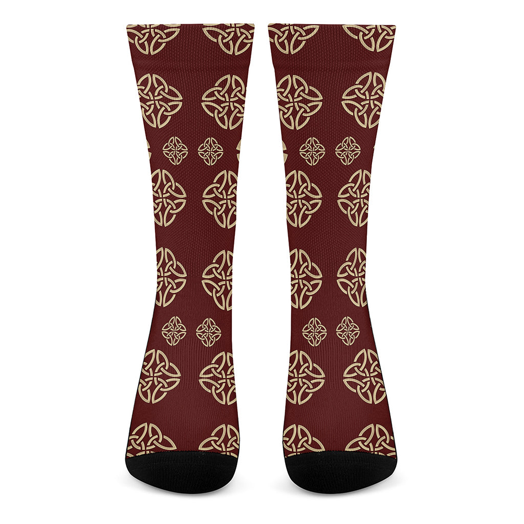 Celtic Knot Symbol Pattern Print Crew Socks