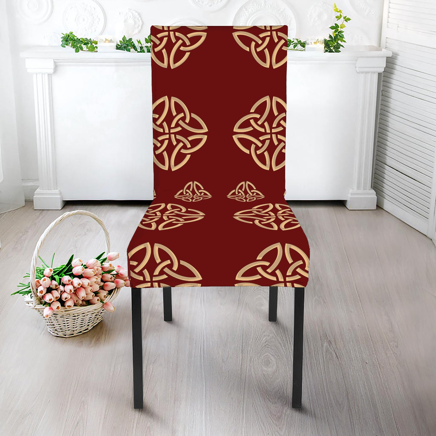 Celtic Knot Symbol Pattern Print Dining Chair Slipcover