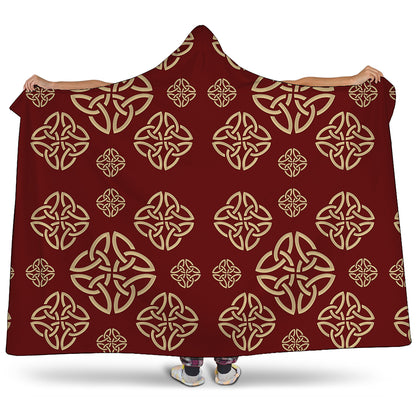 Celtic Knot Symbol Pattern Print Hooded Blanket