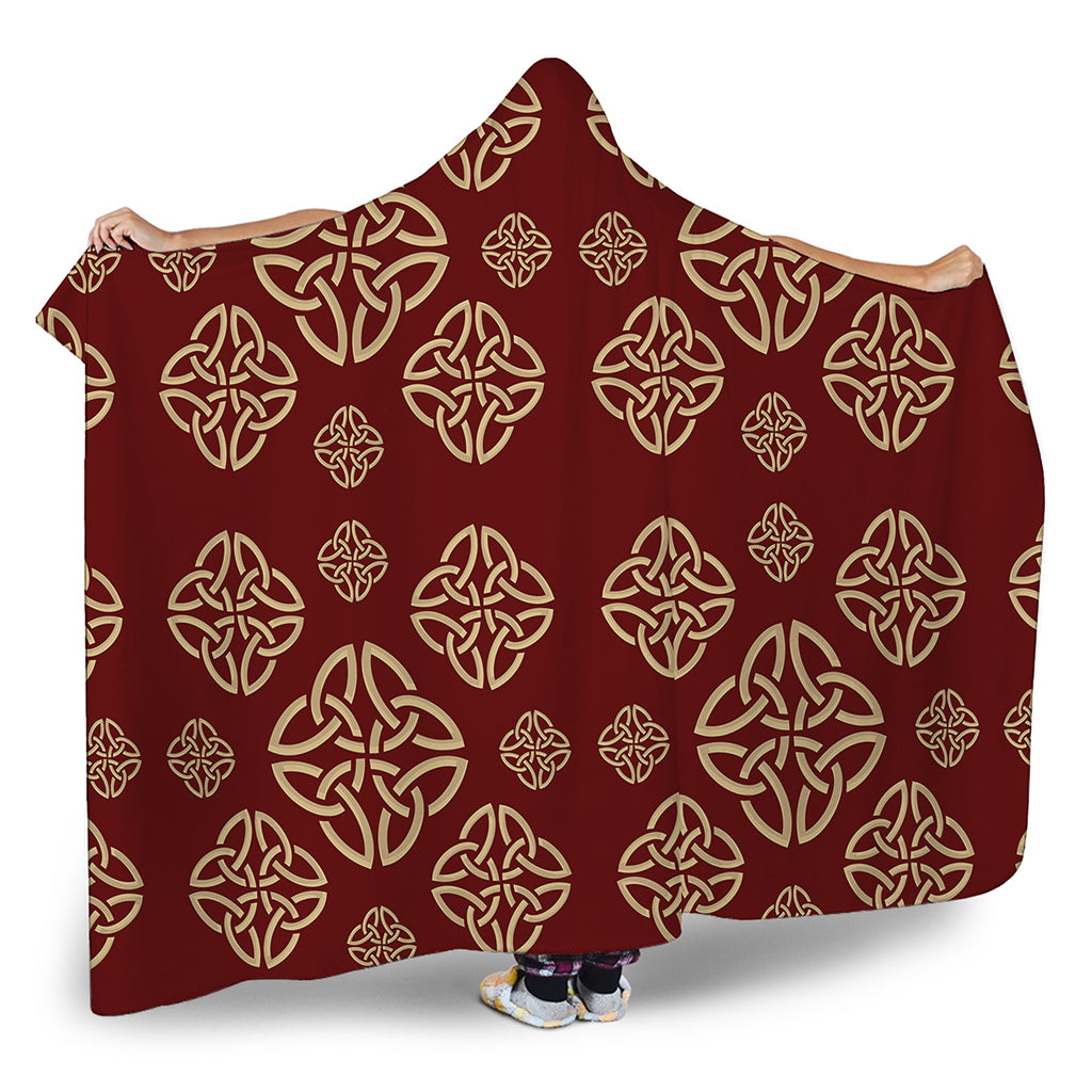 Celtic Knot Symbol Pattern Print Hooded Blanket