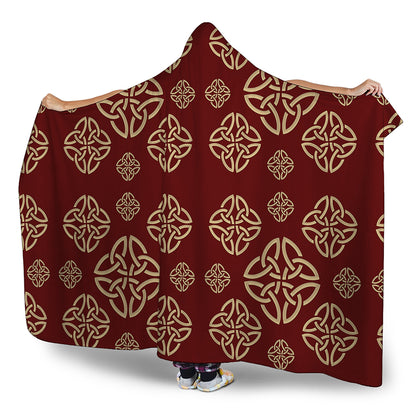 Celtic Knot Symbol Pattern Print Hooded Blanket