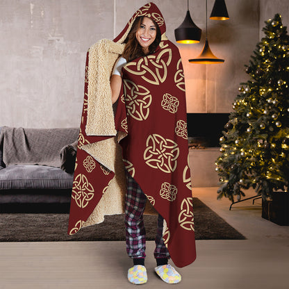 Celtic Knot Symbol Pattern Print Hooded Blanket