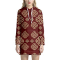Celtic Knot Symbol Pattern Print Pullover Hoodie Dress