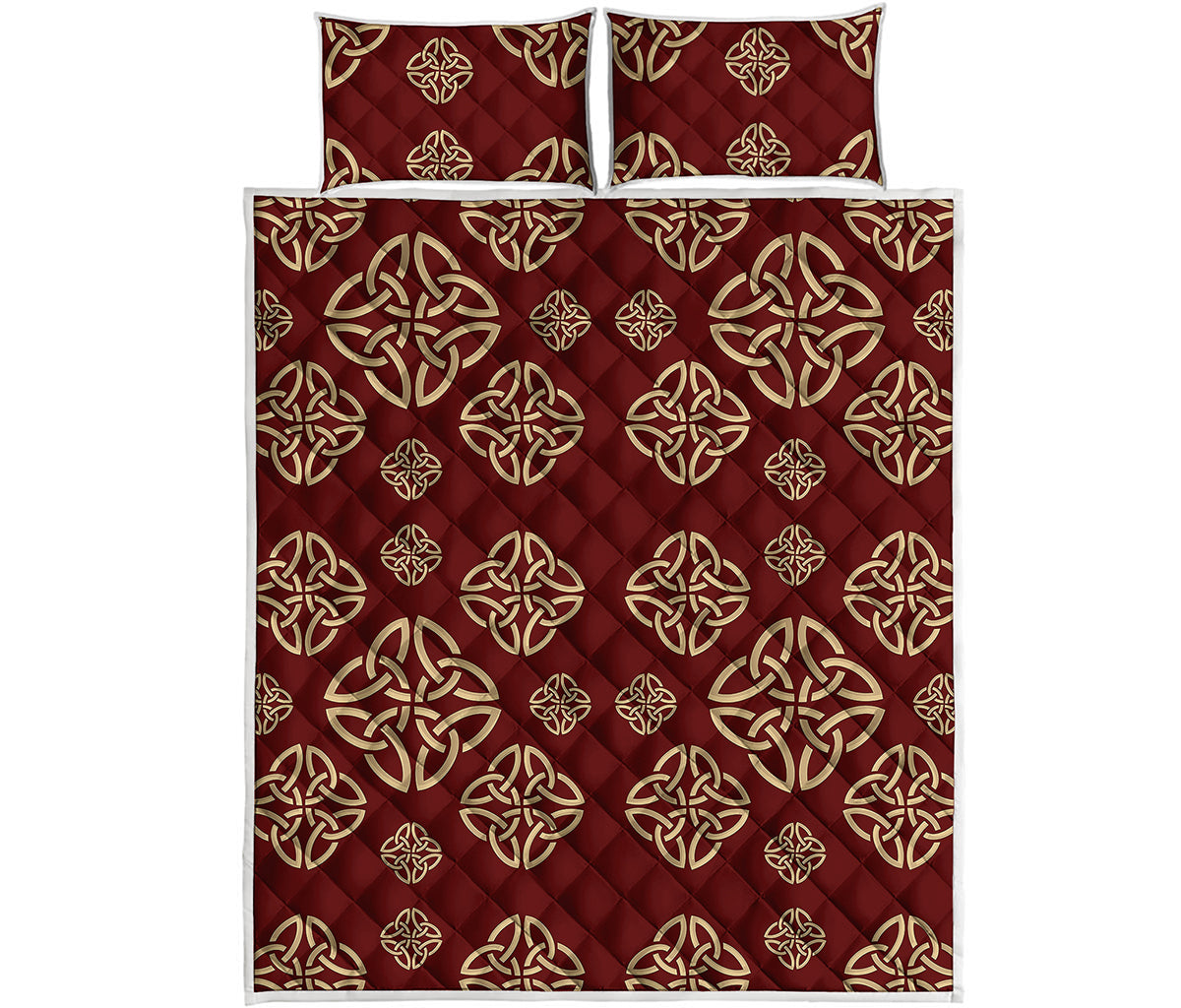 Celtic Knot Symbol Pattern Print Quilt Bed Set