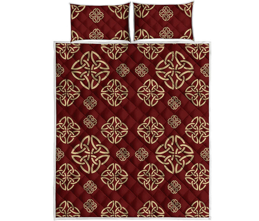 Celtic Knot Symbol Pattern Print Quilt Bed Set