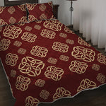 Celtic Knot Symbol Pattern Print Quilt Bed Set