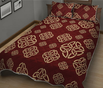 Celtic Knot Symbol Pattern Print Quilt Bed Set
