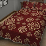 Celtic Knot Symbol Pattern Print Quilt Bed Set