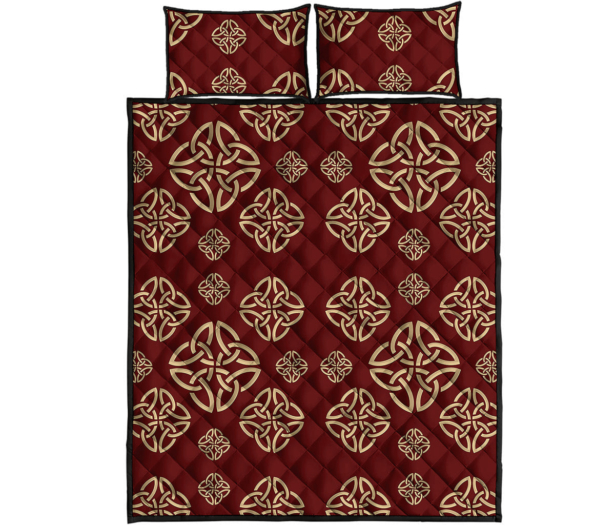 Celtic Knot Symbol Pattern Print Quilt Bed Set
