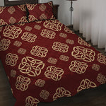 Celtic Knot Symbol Pattern Print Quilt Bed Set