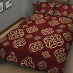 Celtic Knot Symbol Pattern Print Quilt Bed Set