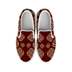 Celtic Knot Symbol Pattern Print White Slip On Shoes