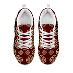 Celtic Knot Symbol Pattern Print White Sneakers