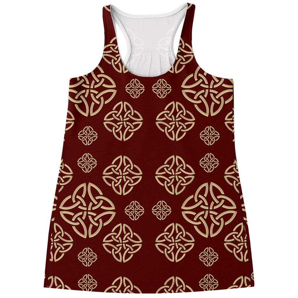 Celtic Knot Symbol Pattern Print Women's Racerback Tank Top