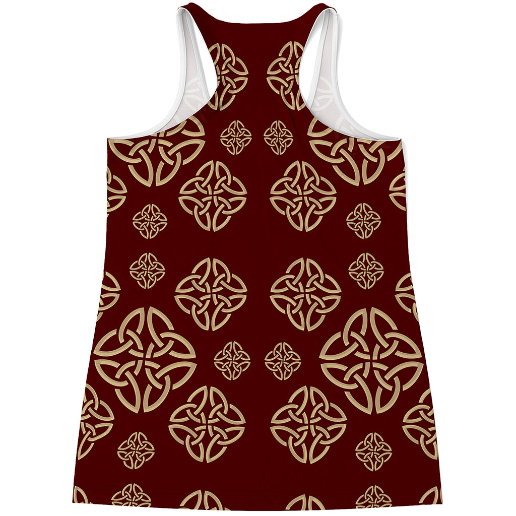 Celtic Knot Symbol Pattern Print Women's Racerback Tank Top