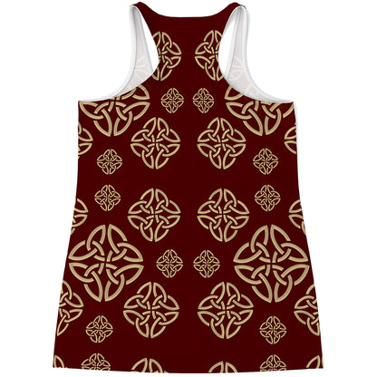 Celtic Knot Symbol Pattern Print Women's Racerback Tank Top