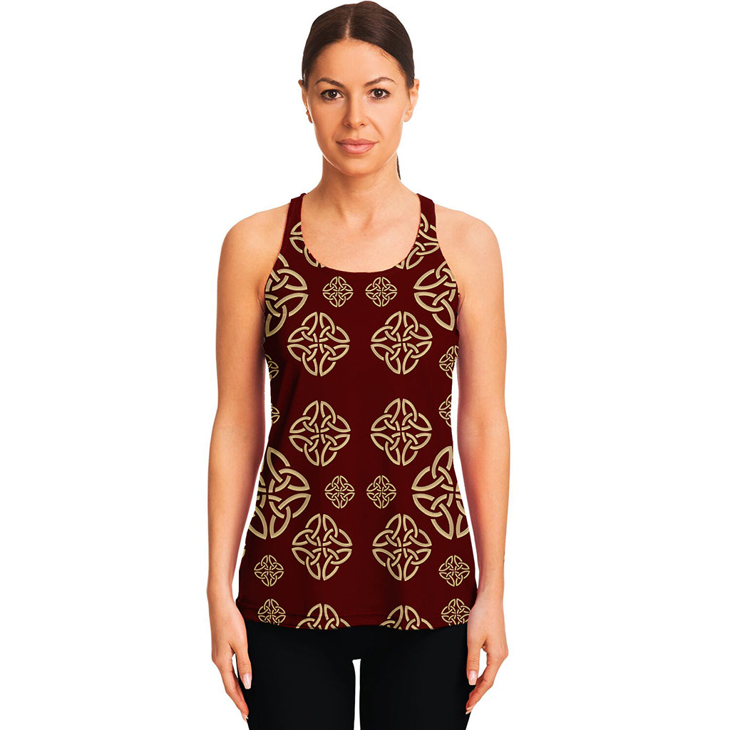 Celtic Knot Symbol Pattern Print Women's Racerback Tank Top