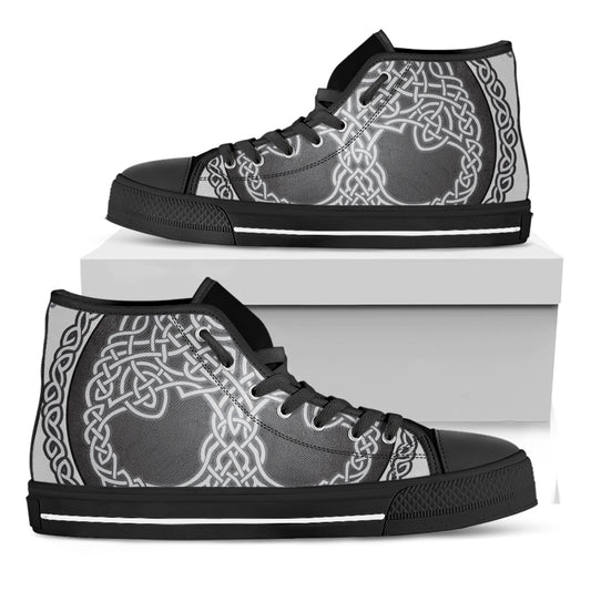 Celtic Knot Tree Of Life Print Black High Top Shoes