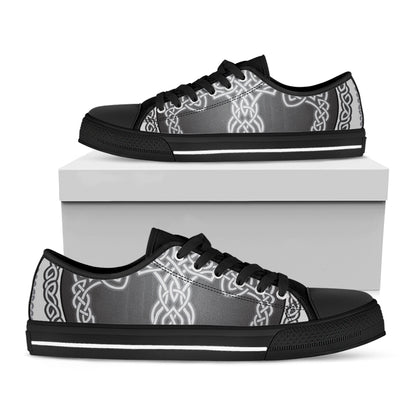 Celtic Knot Tree Of Life Print Black Low Top Shoes 