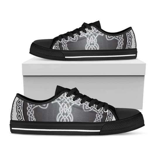 Celtic Knot Tree Of Life Print Black Low Top Shoes 