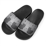 Celtic Knot Tree Of Life Print Black Slide Sandals