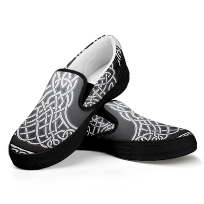 Celtic Knot Tree Of Life Print Black Slip On Shoes