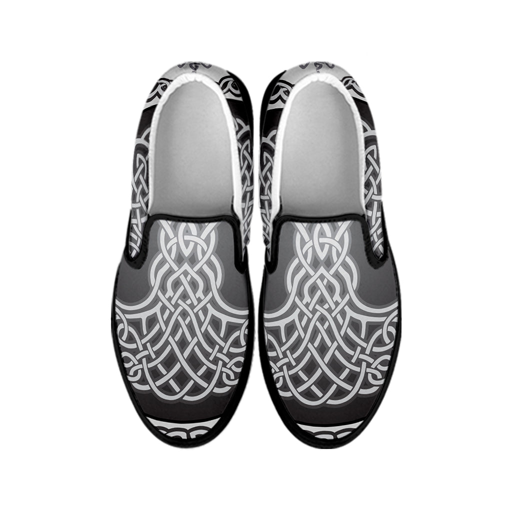 Celtic Knot Tree Of Life Print Black Slip On Shoes