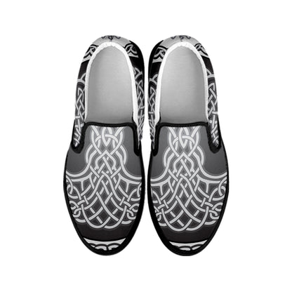 Celtic Knot Tree Of Life Print Black Slip On Shoes