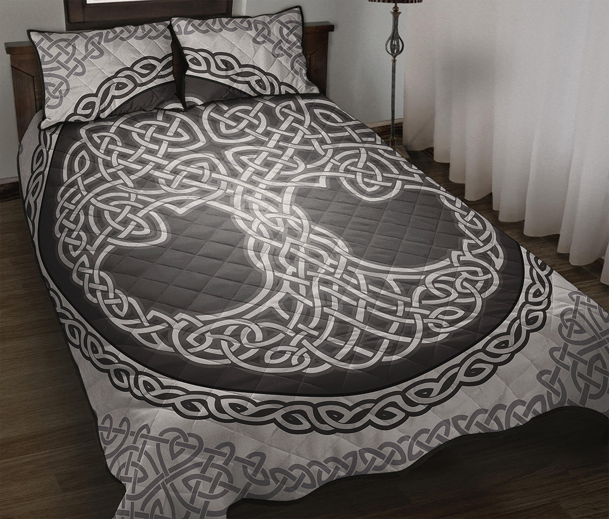 Celtic Knot Tree Of Life Print Quilt Bed Set