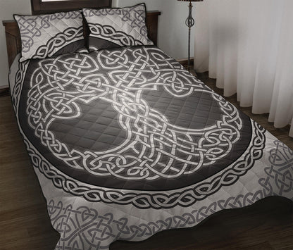 Celtic Knot Tree Of Life Print Quilt Bed Set