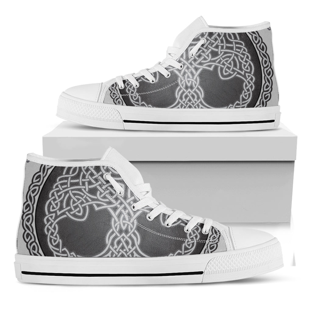 Celtic Knot Tree Of Life Print White High Top Shoes