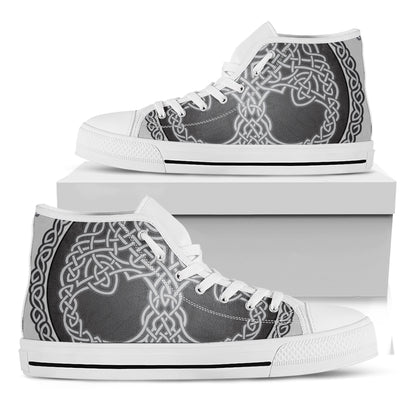 Celtic Knot Tree Of Life Print White High Top Shoes