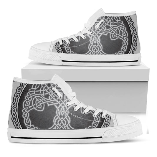 Celtic Knot Tree Of Life Print White High Top Shoes