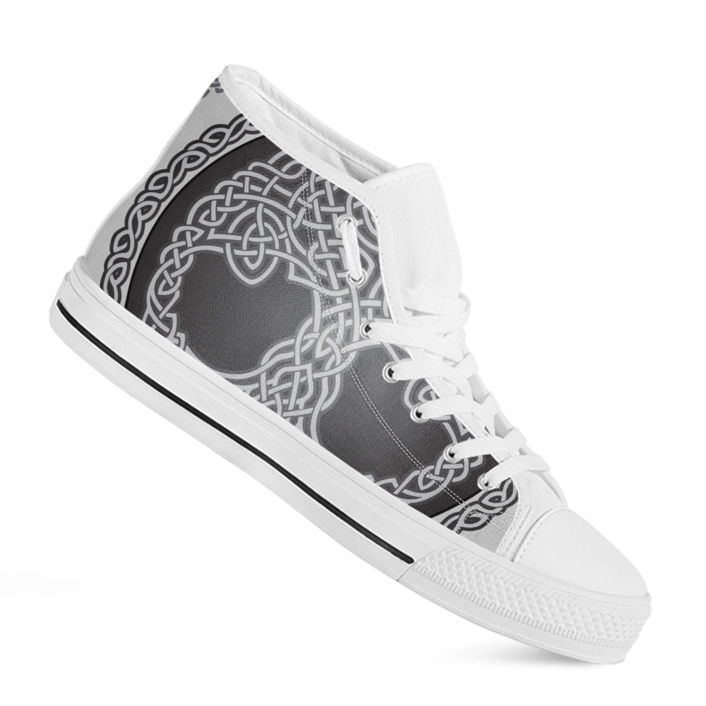 Celtic Knot Tree Of Life Print White High Top Shoes