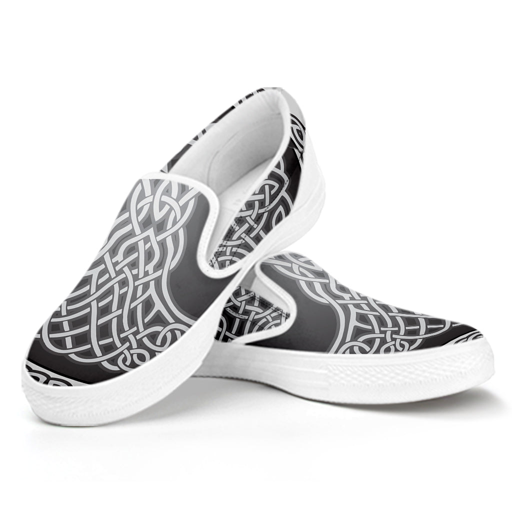 Celtic Knot Tree Of Life Print White Slip On Shoes