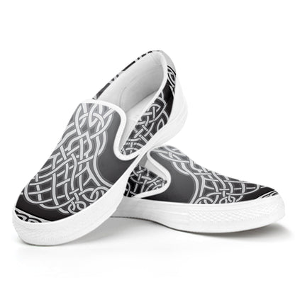 Celtic Knot Tree Of Life Print White Slip On Shoes