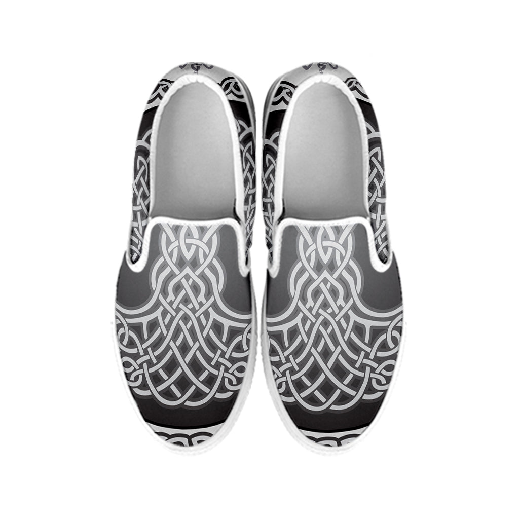 Celtic Knot Tree Of Life Print White Slip On Shoes