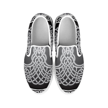 Celtic Knot Tree Of Life Print White Slip On Shoes