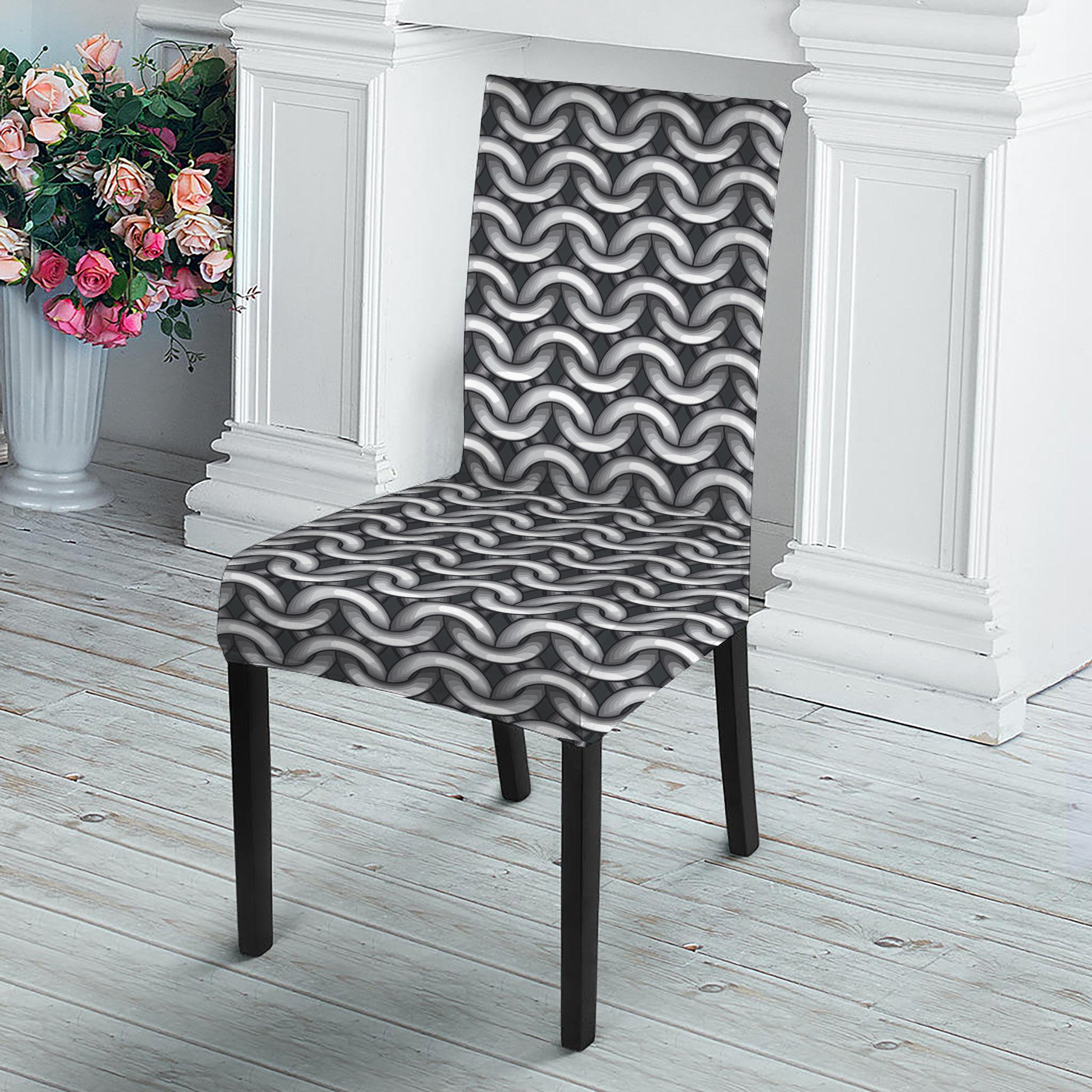 Chainmail Print Dining Chair Slipcover