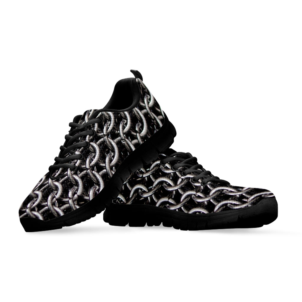 Chainmail Ring Pattern Print Black Sneakers