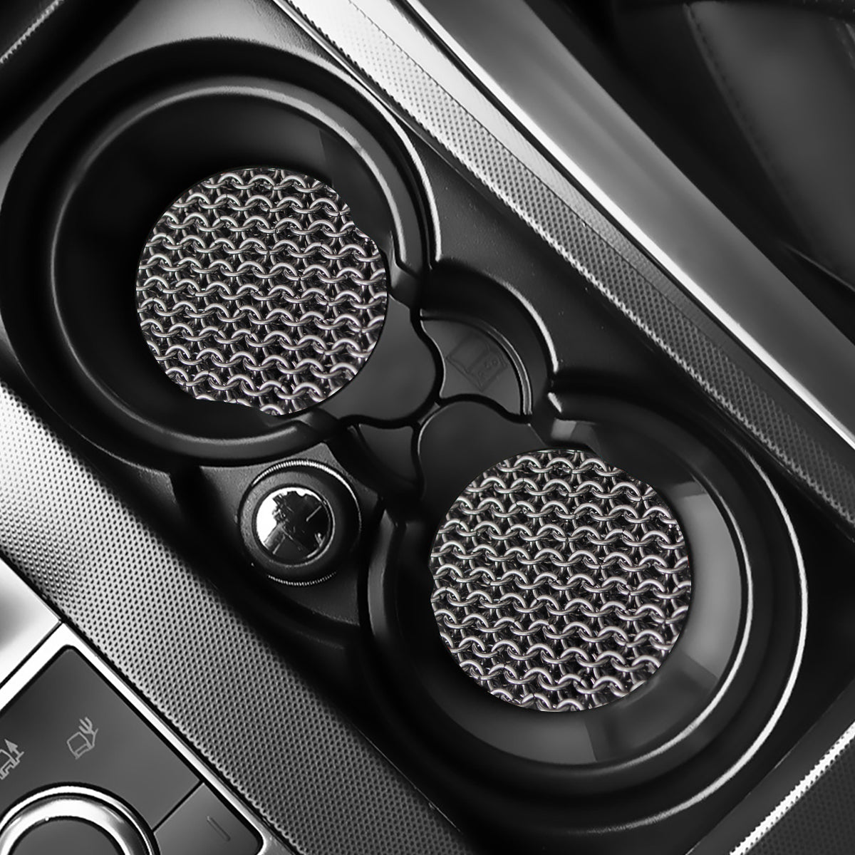 Chainmail Ring Pattern Print Car Coasters