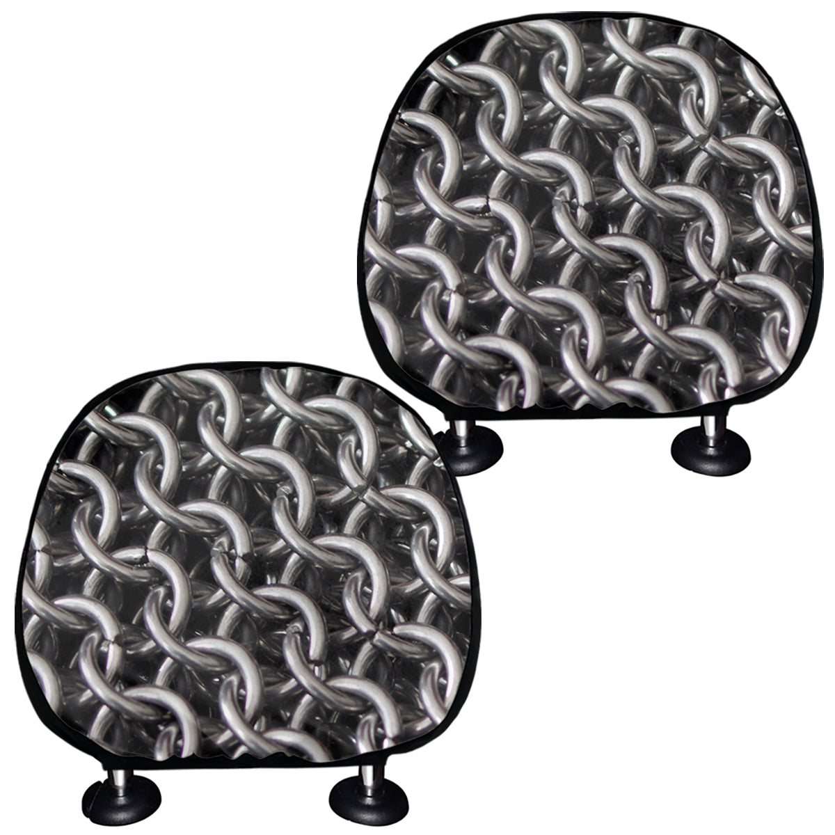 Chainmail Ring Pattern Print Car Headrest Covers