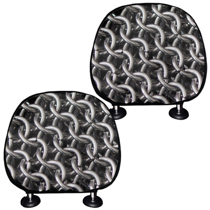 Chainmail Ring Pattern Print Car Headrest Covers