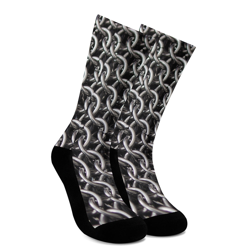 Chainmail Ring Pattern Print Crew Socks